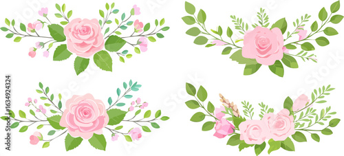 Wallpaper Mural Pink Rose Floral Design Set. Torontodigital.ca