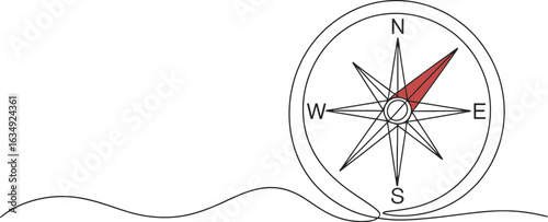 Compass drawing vector illustration direction and navigation