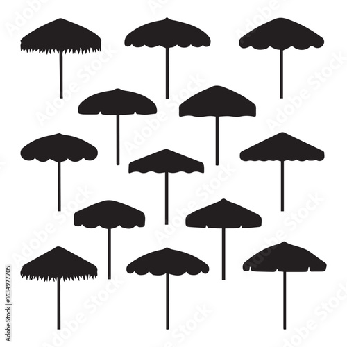 Beach Umbrella Silhouettes Collection – Summer Shade Icon Set

