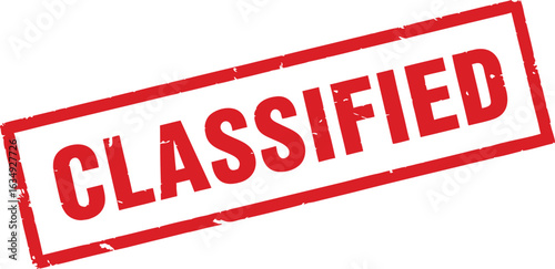 A red rectangular stamp with the word 'CLASSIFIED' indicating confidential or secret information.