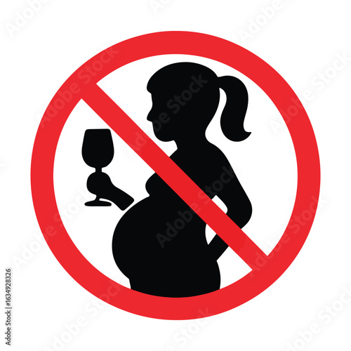 No Alcohol Pregnancy Warning Icon – Vector Sign for Health and Safety Awareness

