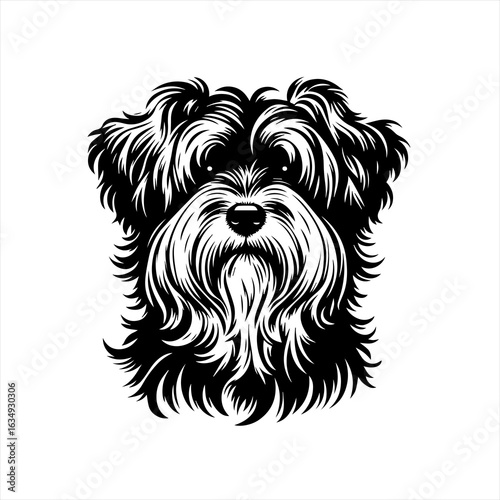 Adorable Fluffy Dog Head Vector Illustration.