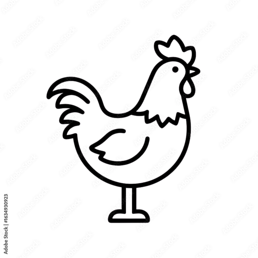 Fototapeta premium Outline of a rooster standing on one leg in a minimalist style 