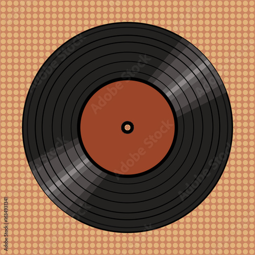 Seamless pattern print wallpaper with vinyl record discs music illustration vector retro style 60s, 70s, 80s, design art background for paper, textile, 