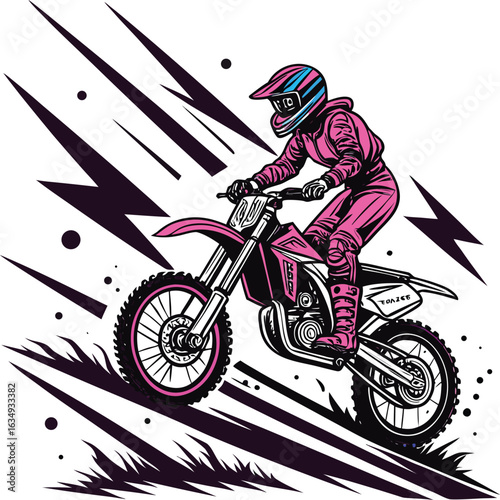 Motocross rider dirt bike extreme sport illustration dynamic action design perfect for sports branding posters and digital projects