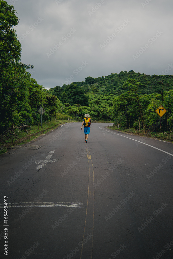 Fototapeta premium man walking on the road