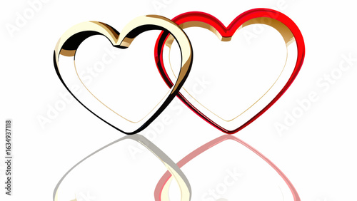 Modern Valentine’s Day banner with a 3D heart border, clean lines, and vibrant red and pink hues.