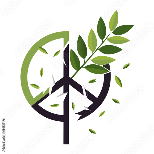 Broken Weapon Turning into Olive Branch – Peace Symbol Vector Illustration
