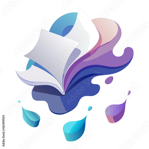 Abstract Floating Papers with Ink Swirls Minimal Vector