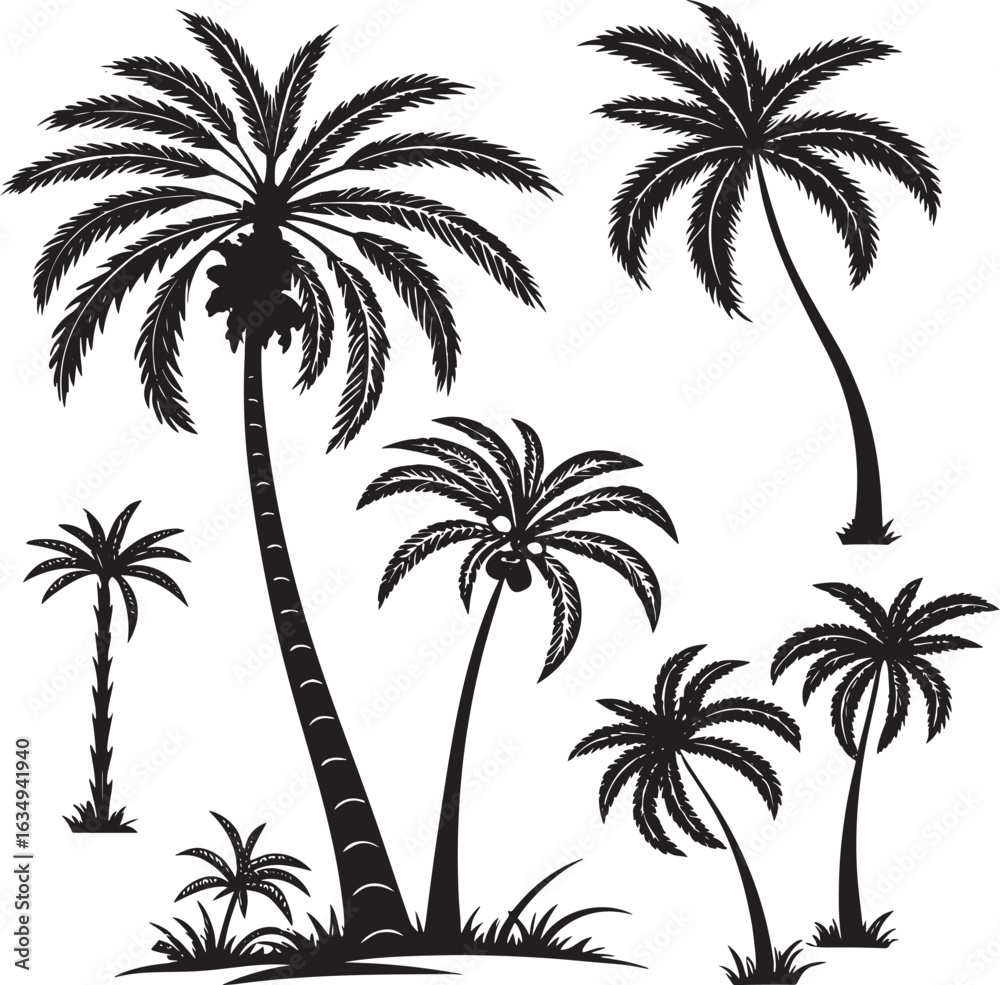 Obraz premium Tropical palm tree silhouette collection