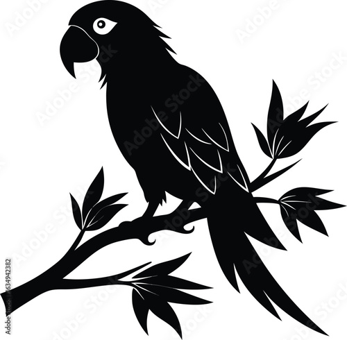 Parrot silhouette vector illustration white background