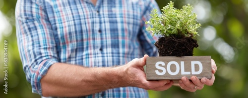 Plant sale event selling potted herbs local nursery nature setting close-up view sustainable gardening