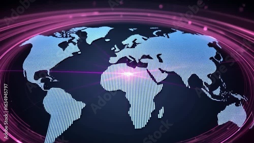 Global Network, Digital World Map, Futuristic Technology