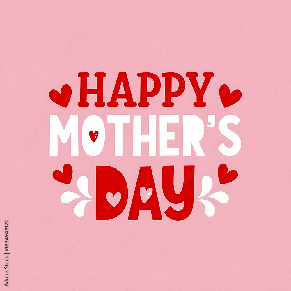 Fototapeta premium Pink love greeting card vector design with hearts and celebration text. AI generated