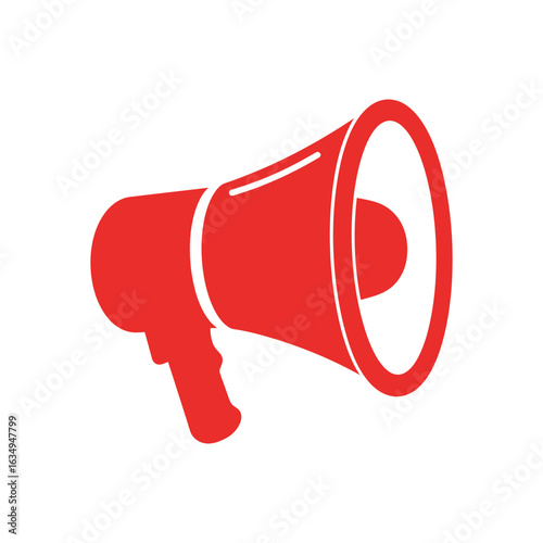 crisp clean stylish elegant modern detailed professional high quality Red Megaphone Icon on White Background silhouette