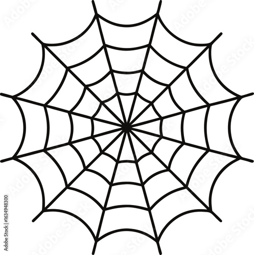 Black spider web isolated on transparent background