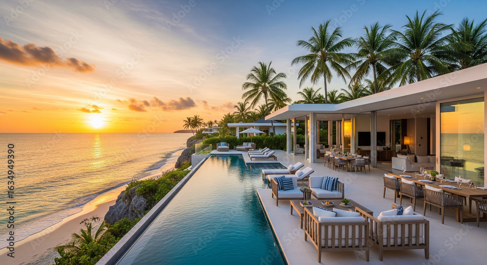 Fototapeta premium Luxury Villa at Sunset
