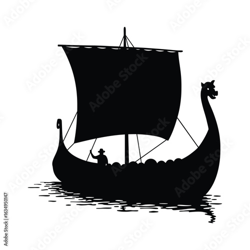 clean stylish elegant modern detailed professional high quality Viking Ship Silhouette Voyage of Exploration