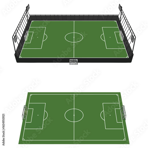 stylish elegant modern detailed professional high quality Silhouette of a Soccer Field with Goal Net