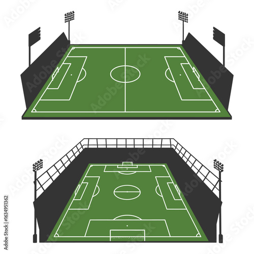 modern detailed professional high quality Sports Stadiums A Comparative Analysis of Two Football Pitch Designs silhouette