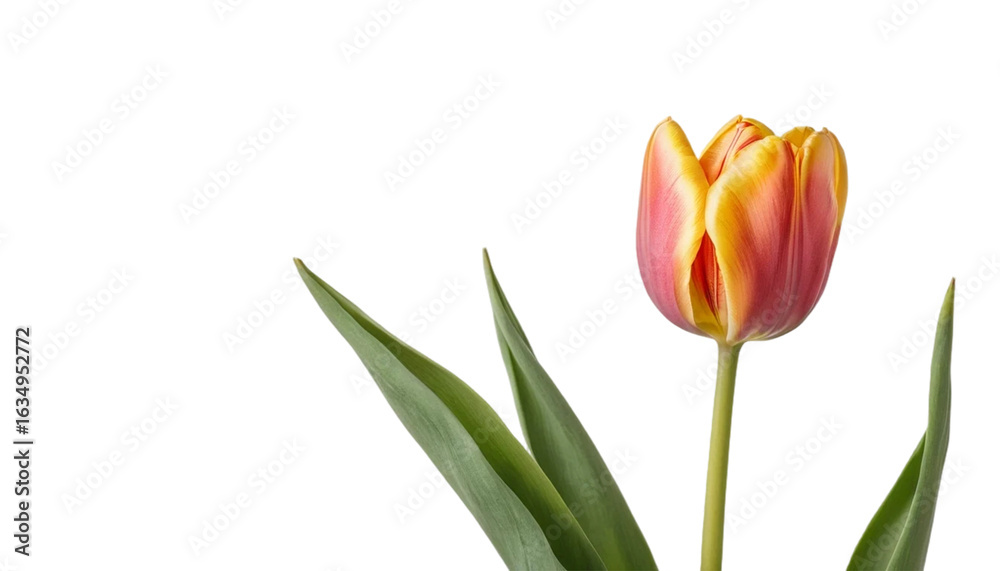 Single orange and pink tulip isolated on transparent background Single orange and pink tulip isolated on transparent background