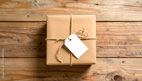 Eco-friendly gift packaging with kraft paper and blank tag