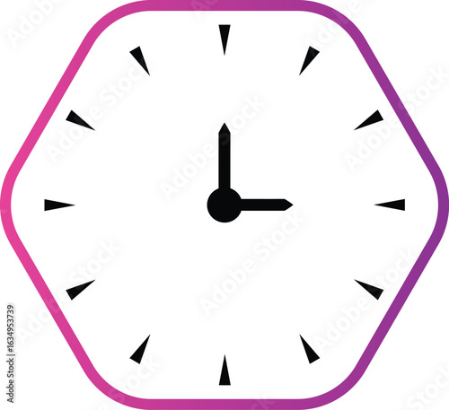 wall clock vector illustration. Clock with shadow, showing time