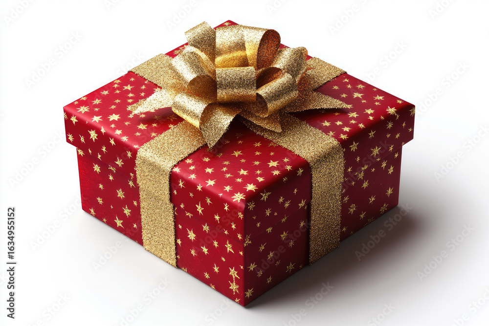 Obraz premium Luxury Gift Box with Shiny Golden Ribbon and Transparent Cutout