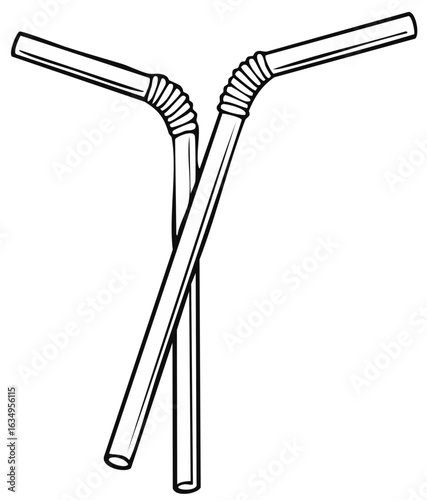 Two bent drinking straws crossed in a simple line art illustration