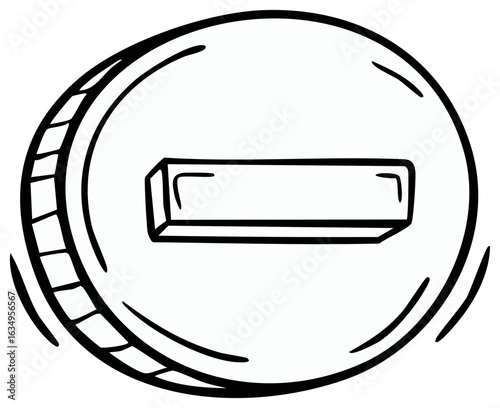 Doodle of a coin with a dash symbol
