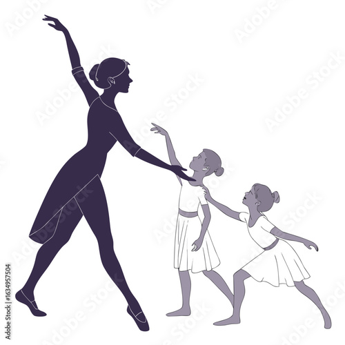 Silhouette Of A Dancer Teaching A Ballet Class
