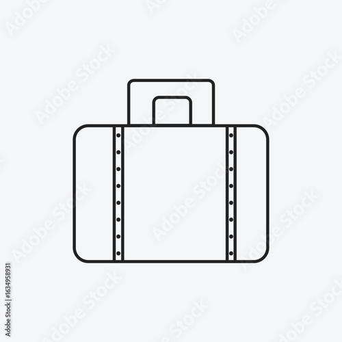 Minimalist Suitcase Line Art Icon, Simple Travel Luggage and Business Briefcase Symbol, Modern Vector Graphic for Journey and Vacation Themes.