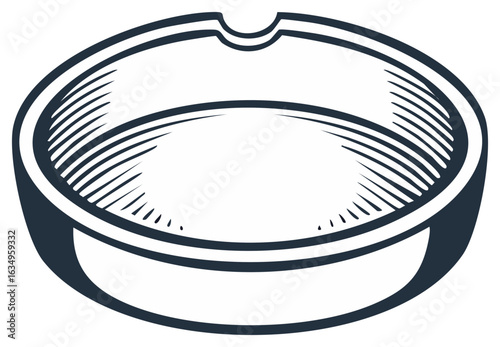 Vintage Engraved Ashtray Illustration Graphic Style Tobacco Accessory