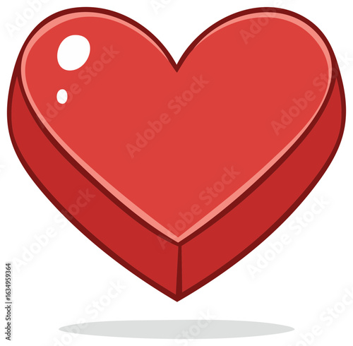 Red 3D Heart Icon, Love Symbol for Romantic Designs