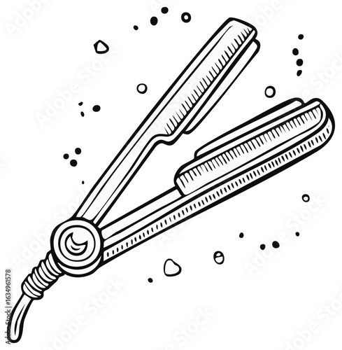 Vintage Style Hair Straightener with Decorative Elements Illustration