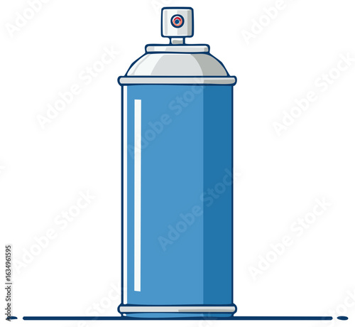 Illustrated Blue Spray Can: Aerosol Container for Painting, Graphic Design, Industrial and Home Use.