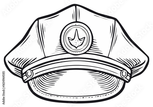 Vintage style captain's hat with anchor emblem and striped band
