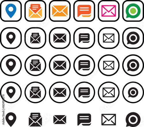 Social Media Icons Set. Set of social media contact icons.