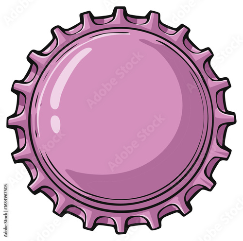 Shiny Pink Metal Crown Cap Top View Vector Illustration