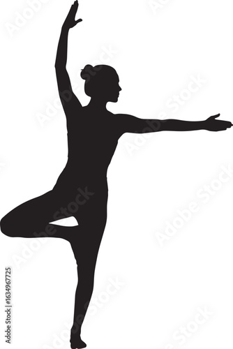 Graceful Dancer Balancing Silhouette Vector
