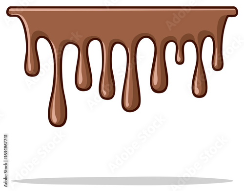 Cartoon Chocolate Drip Illustration for dessert design, decoration, and dessert topping element.