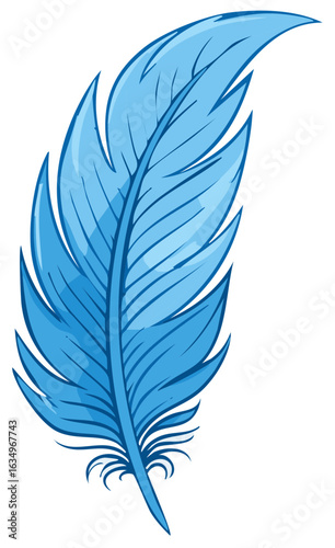 Single Light Blue Feather Graphic Illustration Vector Artwork Element