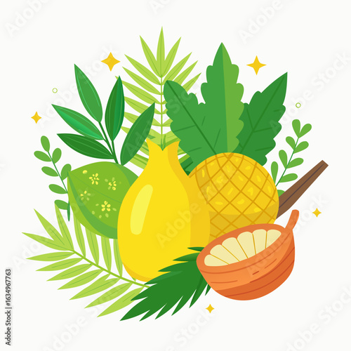 Sukkot Still Life with Etrog and Lulav Vector Isolated on White