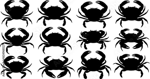 Crab Silhouette Collection: Diverse Crab Poses