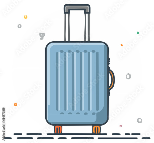 Modern Light Blue Rolling Suitcase with Retractable Handle for Travel and Vacation