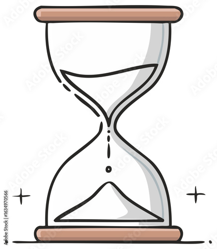 Hand drawn hourglass with falling sand symbolizing the passage of time