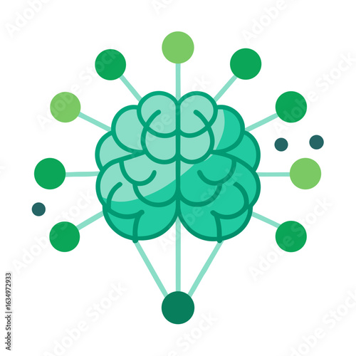 Minimal Green Brain with Signals – Vector Symbol for Cerebral Palsy Awareness