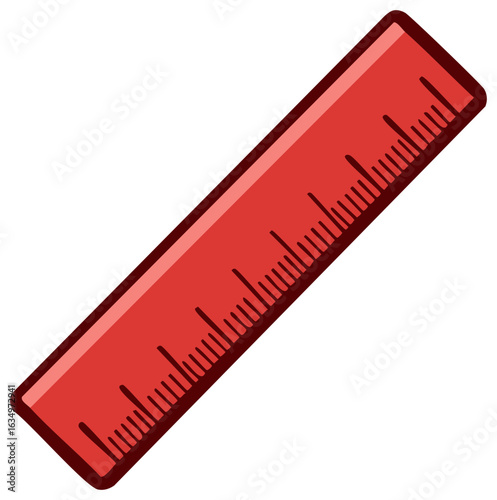 Simple red ruler vector illustration for school office and education concepts