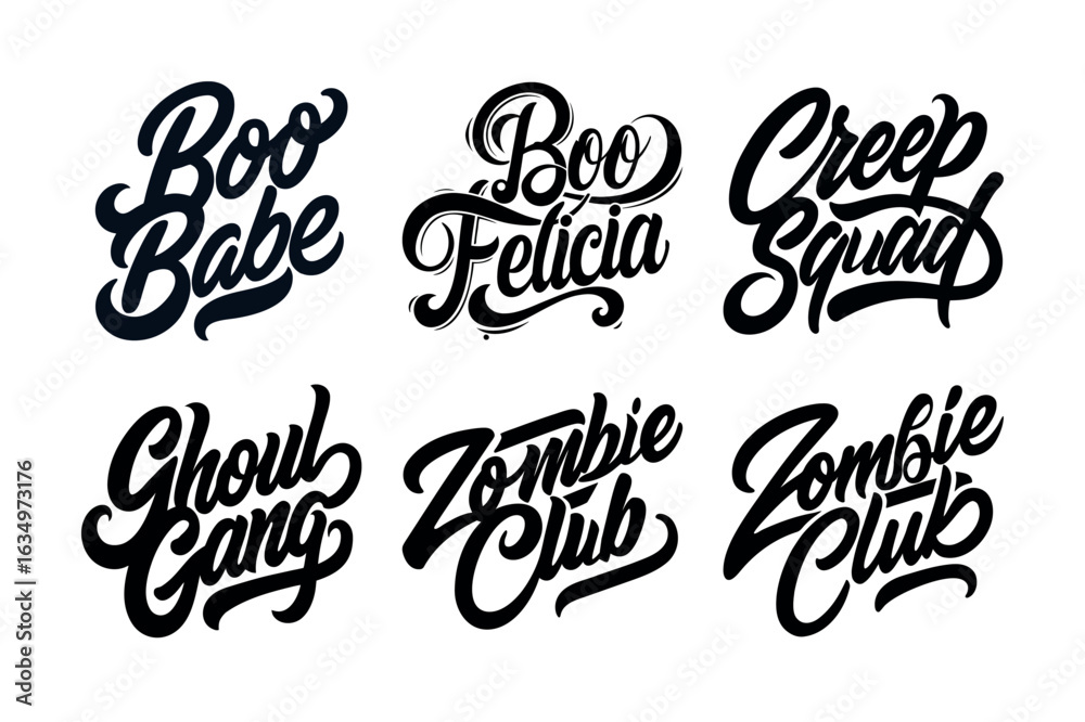 Fototapeta premium Halloween Typography T Shirt Design Bundle Horror Text Collection