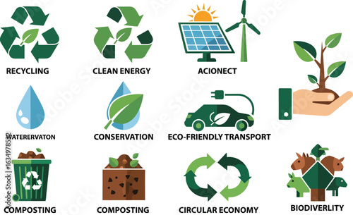 A set of 8-10 high-quality vector icons in an organic flat design style, focusing on wellness and mental health concepts. The icons s